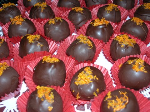 A closeup image of Grand Marnier truffles